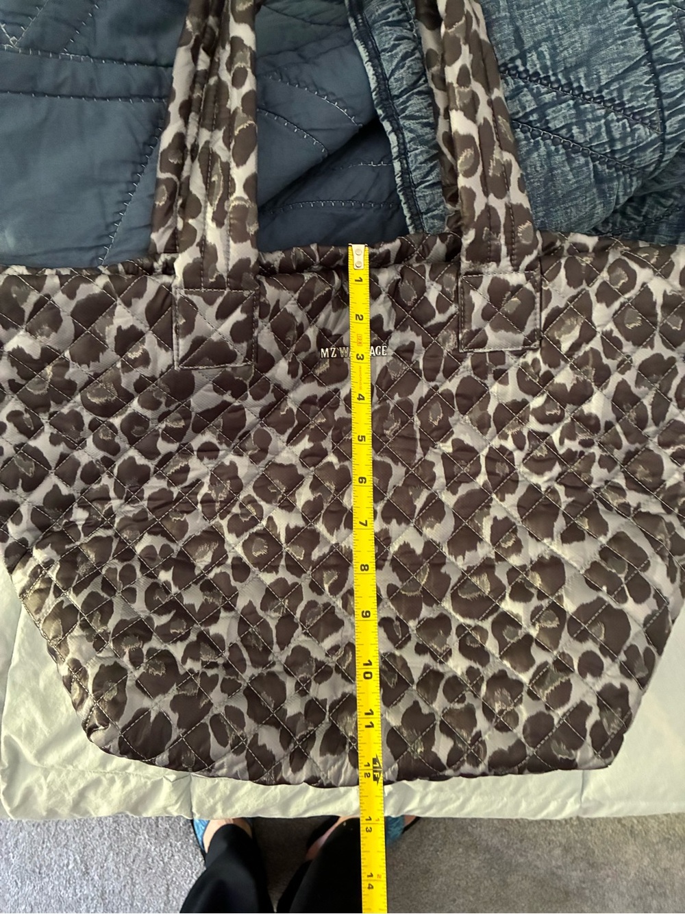 MZ Wallace Gray Quilted Tote with Leopard Print Pouch - Picture 11 of 11